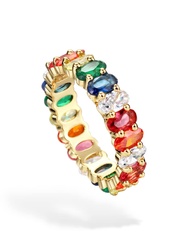 Michooyel Eternity Rainbow Ring Band Ring for Women Girls 18K Gold Plated Oval Multicolor Cubic Zirc