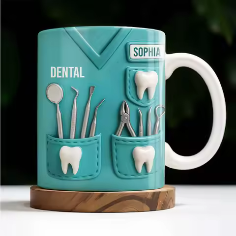 【Custom Dentist Mug】Personalized Dentist Coffee Cup with Name & Logo, 11oz Ceramic Doctor Water Mug,