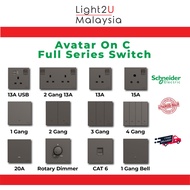 Schneider Avatar On C Full Series Switches Socket With Fluorescent Locator (Dark Grey) | Switches & 