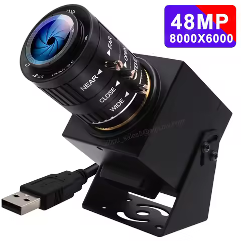 ELP 48MP USB Webcam 8000x6000 4K 30FPS IMX586 UVC Mini USB Camera with 3.6-10mm CS Zoom Lens for Mic