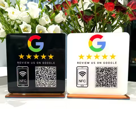 Google Review Code Sign Customize NFC Scan Acrylic Social Media Business Store Decors Tap Contactles