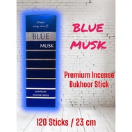 BLUE MUSK PREMIUM INCENSE STICK / PREMIUM BUKHOOR STICK ( 120 STICKS / 23 CM LONG )