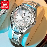 【ใหม่ 100%】OLEVS นาฬิกา ผู้หญิง กัน น้ำ ของแท้ สายสแตนเลส แฟชั่น ส่องสว่าง นาฬิกาข้อมือผู้หญิง