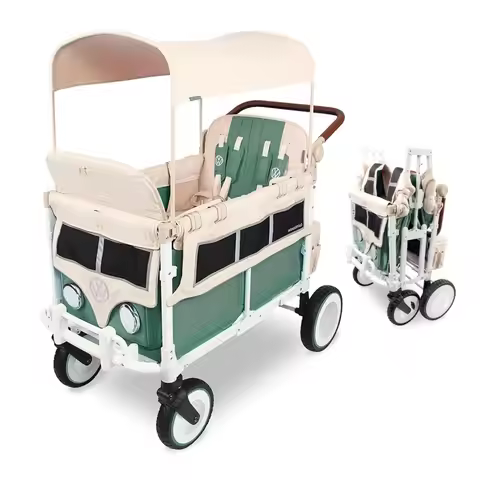 Stroller Wagon (4 Seater) - Collapsible Wagon Stroller with Bumper, Functioning Headlights, and All-