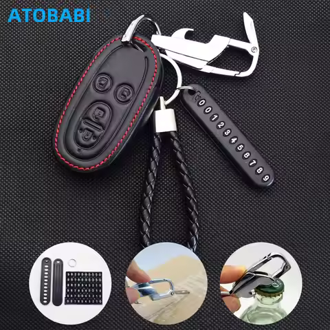 Leather Car Key Case Cover Bag For Suzuki Swift Wagon Hustler Spacia Jimny Xbee Sierra Palette Solio