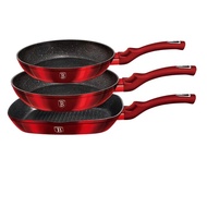 Berlinger Haus 3-Piece Marble Coating Fry & Grill Pan Set - Burgundy Metallic