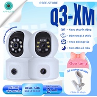 ICSee XM-Q3 surveillance camera 2 cameras 2 eyes 2 frames - full color HD night vision - 2-way conve