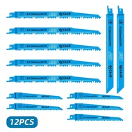 OECLUB 12PCS Blue HCS Saw Blades (6/9/9.5 Inch) | Wood/Aluminum/PVC Cutting, Smooth Cuts for Outdoor