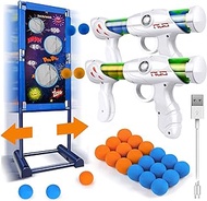 Gun Toy Gift for Boys Age of 4 5 6 7 8 9 10 11 12 Years Old Kids Girls Perfect Present for Birthday Children's Day with Moving Shooting Target 2 Blaster Gun and 18 Foam Balls, Compatible with NERF Gun