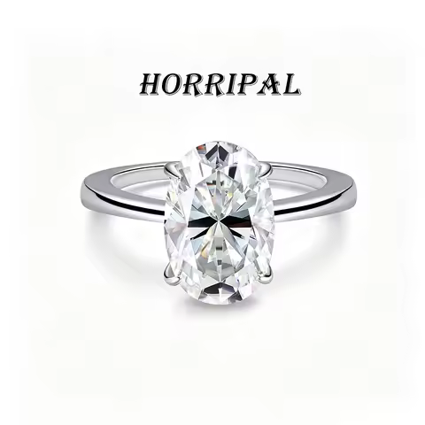 HORRIPAL 4.5CT Oval Cut Moissanite Engagement Ring for Women S925 Sterling Silver Hidden Halo Diamon
