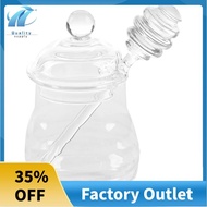 Transparent glass honey jar with lid Honey Jar with Dipper, Clear, 9 Ounces