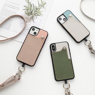 智慧型手機肩背後殼雙色卡袋附肩帶【收縮皮革】空手 JS11K