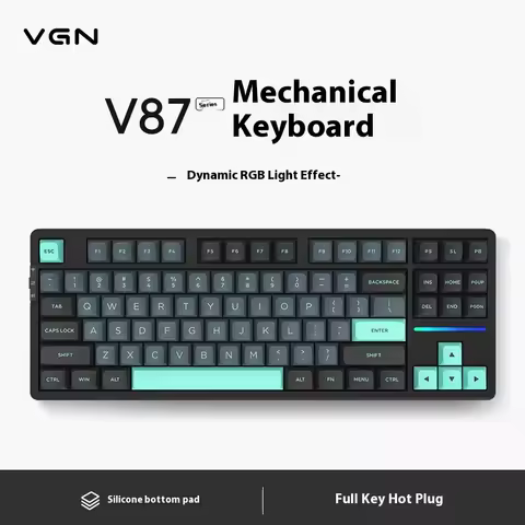 Vgn V87pro Three Modes Customized Gateway Structure Full Key Hot Plug Rgb Mechanical Keyboard Side E