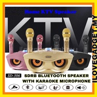 SDRD SD-306 PORTABLE FAMILY KARAOKE SYSTEM CONDENSER WIRELESS STEREO BLUETOOTH SPEAKER SET WITH DUAL WIRELESS MICROPHONE