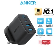 Anker Zolo Charger 50W 4 Port USB C Charger Wall Adapter 2 USB-C 2 USB-A Fast Charging Compact A121E
