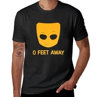 Grindr - O feet away T-Shirt bersaiz besar atasan pakaian hippie kastam hitam Lelaki tee lengan pend