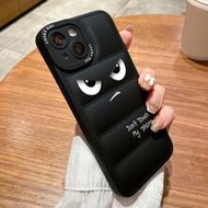 1pc Feather Down Jacket TPU Angry Eyes Painted Phone Protective Case, Compatible With Apple 7 Plus, 