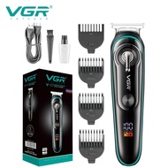 Men Engraving Head Oil-displaying LCD Rechargeable Push Electric Hair Salon Cutting vgr075 Cross-Bor