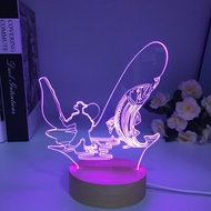 โต๊ะไม้3D กลางคืนไฟ LED อะคริลิคตกแต่ง lampu tidur ตกปลา3มิติมีสี kado ulang tahun ของขวัญไม้สำหรับต