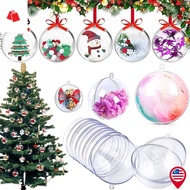 BK-[Xmas Favorite] Christmas Clear Plastic Ball Pendant Ornaments/ DIY Refillable Bauble Hollow Ball