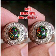 Black opal stone ring