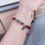 Silver Jewelry Handmade Purple Gold Sand Female Pure Silver Elastic Rope Pixiu Original Design Brace