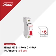 BOOM Bundle Himel MCB 1 Pole C 4.5kA 16 a contains 6 pcs