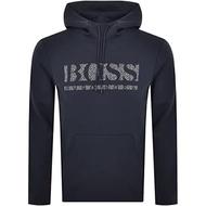 Hugo Boss Mens Soody 2 Navy Blue Logo Cotton Hoodie Sweatshirt (S)
