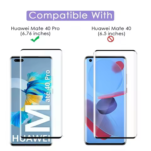 For Huawei Mate 40 Pro,HD Curved Four Sides Glue Screen Protector 2/4Pcs 9H Tempered Glass