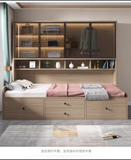 玻璃柜榻榻米一體床，可定制，組裝式箱體床 bed 衣櫃床 包送貨 實木床架 箱體床 訂造板式床 組合床 儲物櫃 櫃桶床 床架 單人床 Storage bed 拖床 床 地台床 實木床 free del