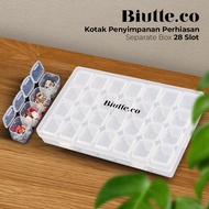 28 Grid Jewelry Storage Box - 28 Slot Ring Earring Necklace Storage Box - Multifunctional Jewelry Bo