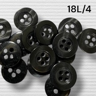 Black Plastic Buttons 18L (11.4mm) 4 Holes - Official Shirt & Uniform Buttons