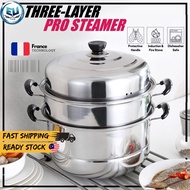3 LAYER STAINLESS STEEL MULTIPURPOSE STEAMER POT 32 CM SOUP POT COOKING POT LAYERS COMPOUND STEEL / PERIUK PENGUKUS