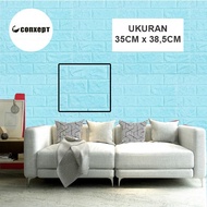 CX Wallpaper Foam 3D Bata Warna Biru Muda Premium Wall Paper Sticker