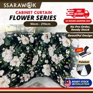 SSARAWOK Langsir Penutup Kabinet Dapur Bercorak Self-Adhesive Flower Design Cabinet Curtain Design S