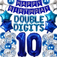 53 Pieces 10th Birthday Decorations Double Digits Party Balloons Happy Birthday Banner Number 10 Bal