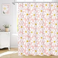 Extra Long Shower Curtain 72 x 84, Daisy Floral Fabric Shower Curtain for Decorative Girly Bathroom,