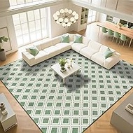 LBRO2M Checkered 9X12 Area Rug for Living Room Washable Rugs for Bedroom Dining Room Non Slip Modern