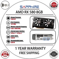 USED SAPPHIRE RX 580 8GB 2304sp Video Card 1411MHz  8GB 256Bit GDDR5 Graphics Cards for AMD RX 500 series RX580 8GB Cards