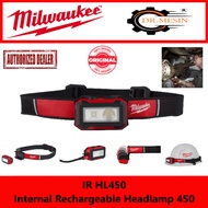 Milwaukee IR HL450 Internal Rechargeable Headlamp 450 Lumen / Headlamp / Lampu Kepala / 2 Year Warra