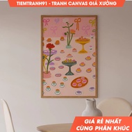 Tranh treo tường Cake In The Table Wall Art Colorful Still Life Illustration Printable Art tặng kèm