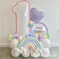 Maca Series Balloon 106.6cm White Balloon Birthday Number Aluminum Film Balloon Balloon Set Latex Lo
