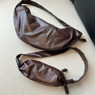 Beg Croissant Tekstur Kertas LE Lapisan Atas Beg Croissant Kulit Lembu Berkedut