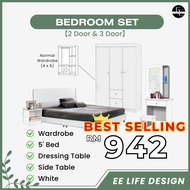[EE LIFE DESIGN] SET BILIK TIDUR 4' X 6' / ALAMRI 3 PINTU / BEDROOM SET 4' X 6 ' / WARDROBE 3 DOOR