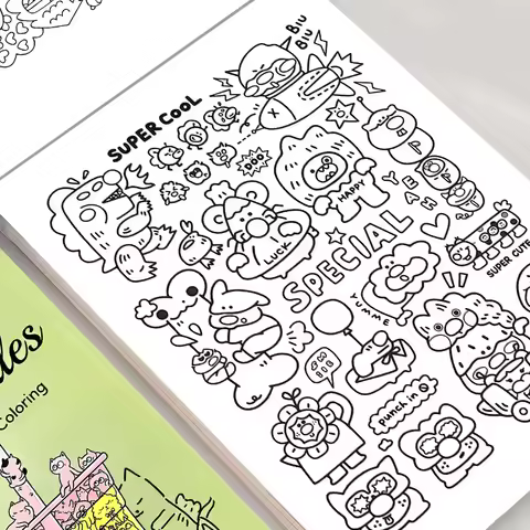 Little Doodle Art Book for Adult, 24 Pages Multiple Scenario Coloring Sketch Workbook, Trace & Color