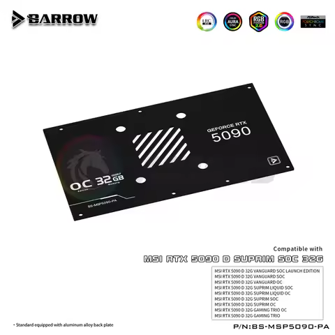 5090 GPU Water Block,for MSI RTX5090 D VANGUARD/SUPRIM/GAMING TRIO Series VGA Watercooler, BS-MSP509
