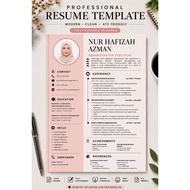 Template Resume ATS Soft Pink | CV Profesional Minimalis | Canva Editable | Muat Turun Digital