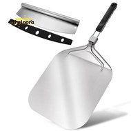 Metal Pizza Spatula with Foldable Handle, Pizza Peel 12 Inch, Pizza Paddle with Cutter Set(12x 16inc