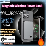 【Ready Stock】3 in 1 Power Bank Wireless  Magnetic 22.5W 20000mah  Powerbank Fast Charging Portable C