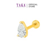 TAKA Jewellery Pear Shaped Diamond Single Stud Earring 18K Gold – 1 Side